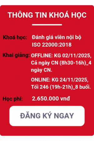 khóa học đánh giá viên nội bộ iso 22000