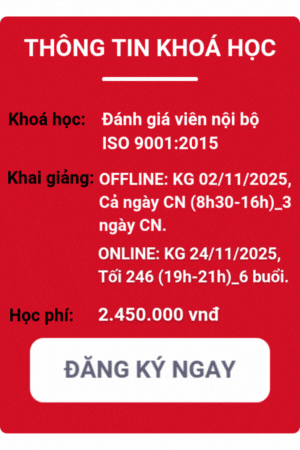 khóa học đánh giá viên nội bộ iso 9001