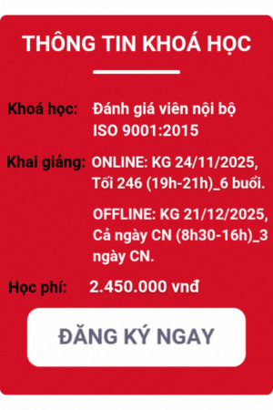 khóa học đánh giá viên nội bộ iso 9001
