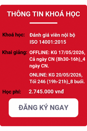 khóa học đánh giá viên nội bộ iso 14001:2015
