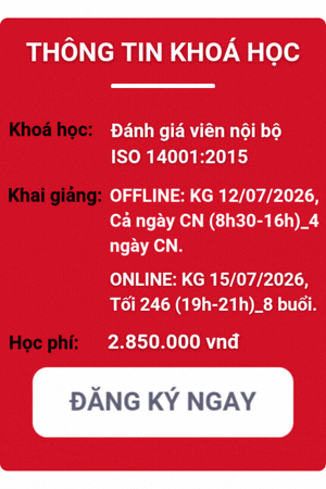 khóa học đánh giá viên nội bộ iso 14001:2015