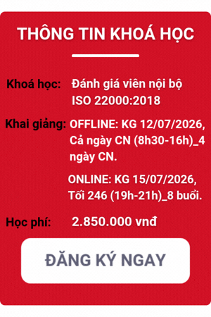 khóa học đánh giá viên nội bộ iso 22000