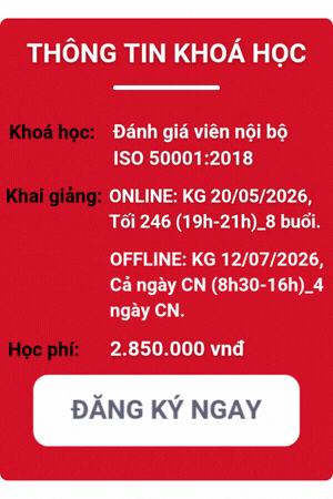 khóa học đánh giá viên nội bộ iso 50001:2018
