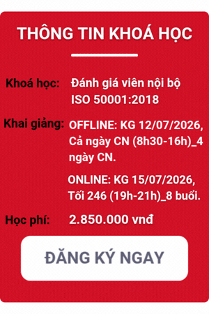khóa học đánh giá viên nội bộ iso 50001:2018
