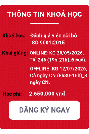 khóa học đánh giá viên nội bộ iso 9001