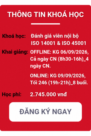 khóa học đánh giá viên nội bộ iso 14001:2015 & 45001:2018
